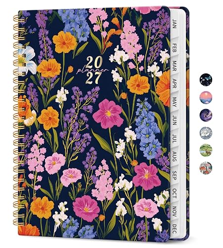 ZOTIA 2027 Planner, Jan 2027 - Dec 2027 Monthly & Weekly Calendar Planner | 6.3" x 8.5", Gentle Bloom Daily Agenda Planner with Tabs, Spiral Organizer for Office & School