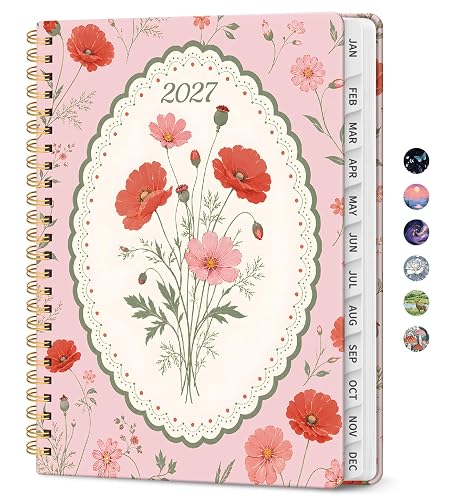 ZOTIA 2027 Planner, Jan 2027 - Dec 2027 Monthly & Weekly Calendar Planner | 6.3" x 8.5", Petal Echo Daily Agenda Planner with Tabs, Spiral Organizer for Office & School