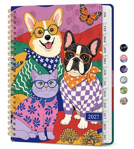 ZOTIA 2027 Planner, Jan 2027 - Dec 2027 Monthly & Weekly Calendar Planner | 6.3" x 8.5", Petal Pals Daily Agenda Planner with Tabs, Spiral Organizer for Office & School