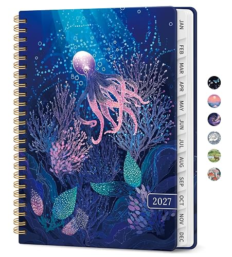 ZOTIA 2027 Planner, Jan 2027 - Dec 2027 Monthly & Weekly Calendar Planner | 6.3" x 8.5", Ocean Drift Daily Agenda Planner with Tabs, Spiral Organizer for Office & School