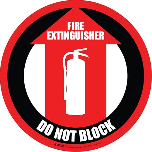 Creative Safety Supply Fire Extinguisher Do Not Block Floor Sign (16in x 16in)