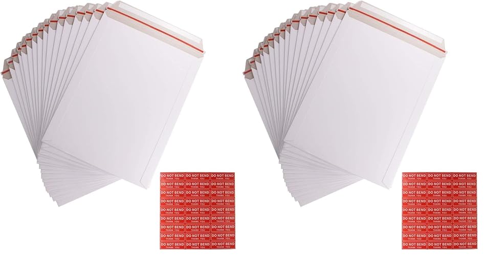 zmybcpack 200 Pack 9X12 inch Self Seal Photo Document Mailers Stay Flat White Cardboard Envelopes White Photography Mailersfor CD, Photos, Document