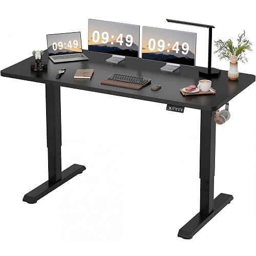 Furmax 63 Inches Electric Height Adjustable Standing Desk Home Office Desk | Large Sit Stand Up Computer Desk Memory Preset with T-Shaped Metal Bracket, Black