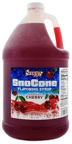 Snappy Cherry Sno Cone Syrup, 1 Gallon (128 oz), Ready to Use for Snow Cone Machines and Shaved Ice