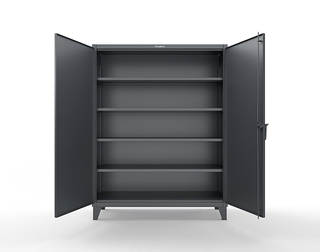 Strong Hold, 60" W x 24" D x 78" H, Industrial Cabinet, Heavy-Duty, Welded and Assembled, 12-Gauge Steel, Dark Gray, 4 Adjustable Shelves with 1,650 lbs. Capacity Each - USA, 56-244