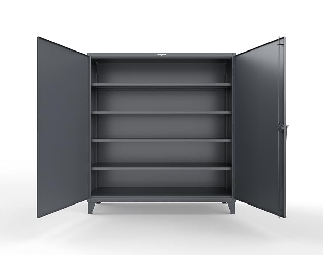 Strong Hold, 72" W x 24" D x 78" H, Industrial Cabinet, Heavy-Duty, Welded and Assembled, 12-Gauge Steel, Dark Gray, 4 Adjustable Shelves with 1,525 lbs. Capacity Each - USA, 66-244
