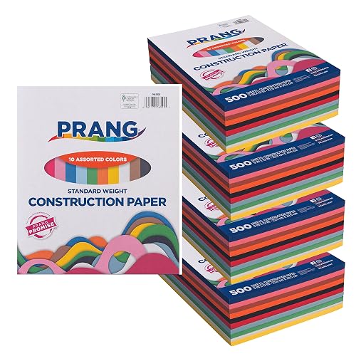 Prang Construction Paper, 10 Assorted Colors, Standard Weight | 9" x 12", 500 Sheets