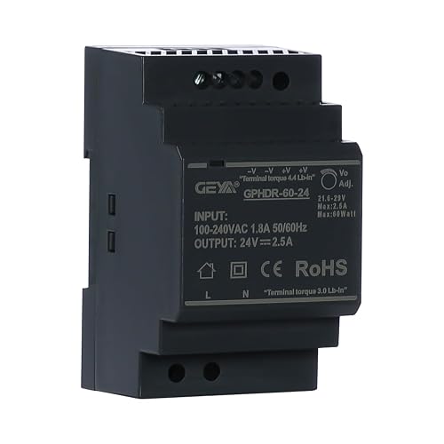 Ultra Slim Step-Shape 3SU DIN Rail Power Supply, 24V 2.5A 60W GPHDR-60-24 for Industrial Automation, Communication Base Stations, Data Centers and Medical Equipment