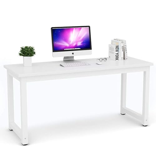 Tribesigns Computer Desk, 63 inch Large Office Desk Computer Table Study Writing Desk for Home Office, White
