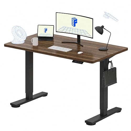 FLEXISPOT EN1 48"x24" One-Piece Standing Desk, Black Walnut (Black Frame) | 176 LBS Capacity, Seamless Desktop, Home Office, 4 Memory Presets, Dual Monitor Setup, Anti-Collision
