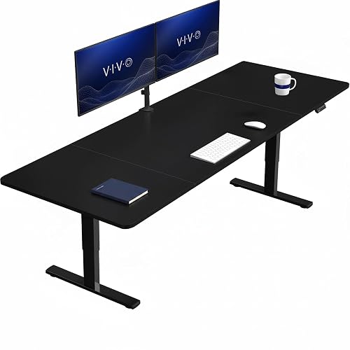 VIVO Electric Standing Desk, 220 lbs Capacity, 83" x 30" Black Top | Smooth 3-Piece, Extra Deep Top, Single Motor, Height Adjustable, Home Office, 4 Memory Presets, Black Frame, DESK-KIT-1B8B