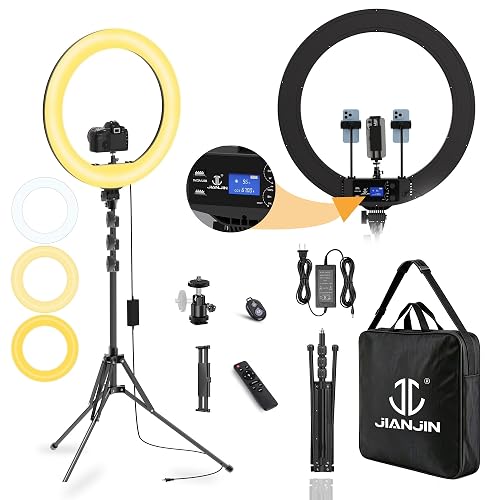 JJ Jianjin Selfie Light Kit for Desk and Laptop,55W Dimmable Full Screen Ring Light (blick-33)