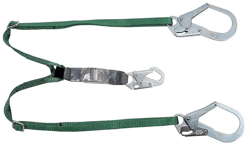 MSA V-Series Standard Shock Absorbing Lanyard, 6' Adjustable Length, Black | Twin-Leg, 36CL Large Snaphooks, Polyester Web, Durable, Energy Absorbing Lanyard, ANSI Z359.13, OSHA Compliant 10191758