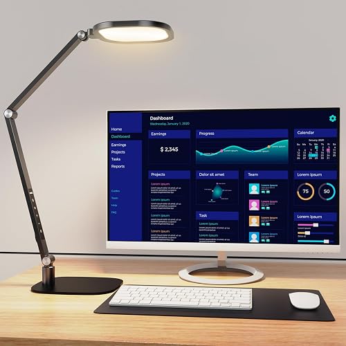 LitONES LED Desk Lamp for Home Office, Soft Edge-Lit Design, Sleek & Modern | Eye-Caring Diffused Light, Professional Office Lighting for Reading, Tasks & Video Calls, Dimmable, 30 Modes, Memory & Timer