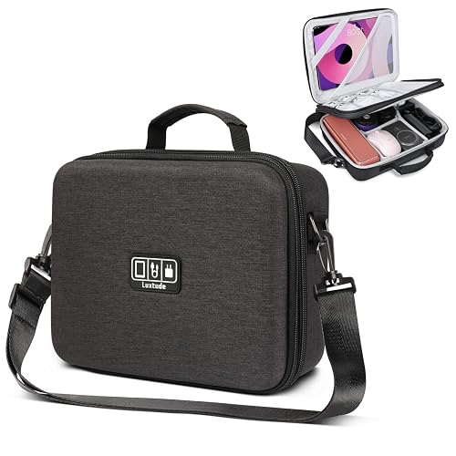 Luxtude Electronic Organizer Travel Case Large, Tech Organizer | Hard Case for Electronics with Shoulder Strap, Fits for iPad (Up to 11’’), Tech Gifts