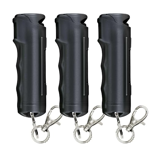 SABRE Pepper Spray with Fast Flip-Top Safety & Snap‑Clip Keychain for Self Defense - Maximum Police Strength OC with UV Marking Dye, 10‑Sec. Spray, 14-ft Range, Finger Grip, Made in USA, 0.54 fl oz