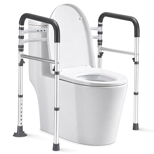 NEDA Toilet Safety Rails for Seniors, 350 lb, Adjustable Height & Width, Tool-Free Frame for Elderly