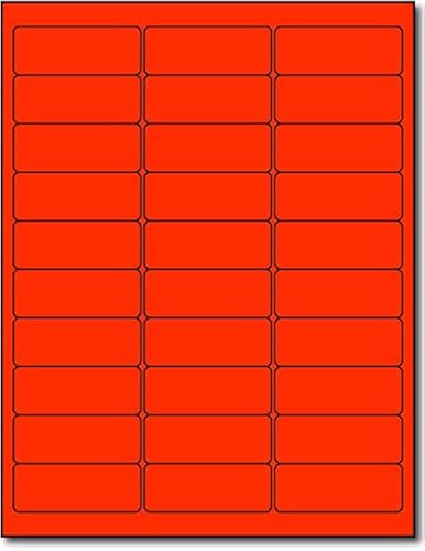 Fluorescent Red Address Labels 1" x 2-5/8" -3000 Neon Colored Mailing Labels, High Visibility Shipping Color Coding Labels, Printable Stickers for Inkjet/Laser Printers Permanent Adhesive 30up Label
