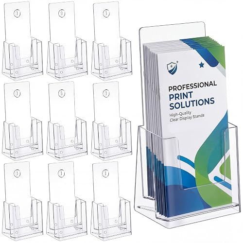 Yulejo 10 Pcs Acrylic Brochure Holder Stand 2 Tier 4.1 x 8.3 inch Pamphlet Holder Display Stand Clear Plastic Flyer Display Rack for Literature Vendors Brochure Trifold Magazine Pamphlet Booklets Menu