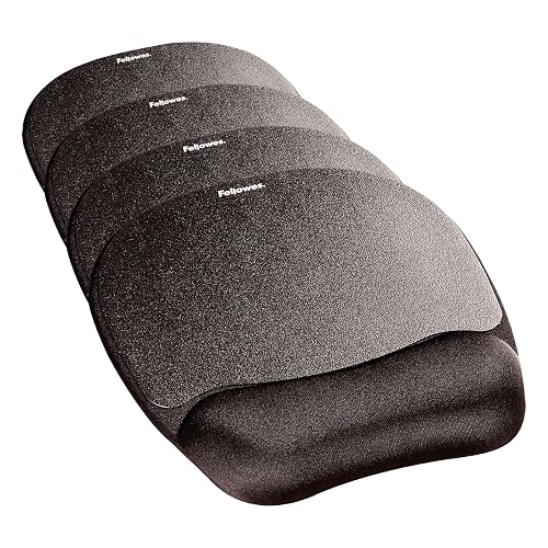 Fellowes Memory Foam Mouse Pad/Wrist Rest- Black (9176501),(Pack of 4)