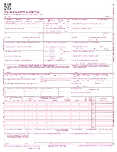 CMS1500 Claim Forms HCFA, 2500 Sheets | Version 02/12, APPROVED OMB-0938-1197