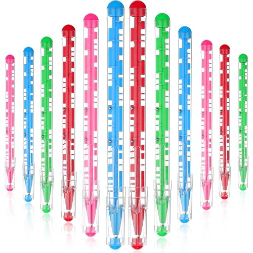 Outus 24 Pcs Maze Pens Bulk Novelty Pens, Pink, Blue, Red, Green, Classic | Fun Fidget Novelty Pens with Ball Maze, For Students Office Stationery, Stress Relief Toy, Gifts Exchange Party Favors