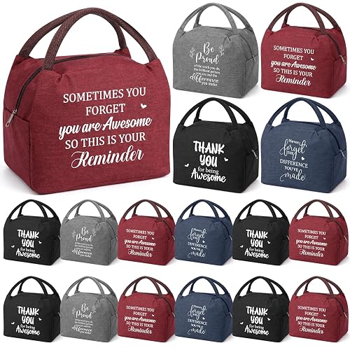 Locmeo 16 Pcs Christmas Employee Appreciation Gift Bulk Team Staff Classic | Insulated Lunch Bag, Reusable Leakproof Tote Box, Inspirational Thank You Gift, Teacher Coworker Volunteer Customer Nurses