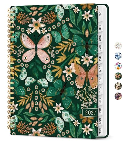 2027 Planner, Jan 2027-Dec 2027 Monthly & Weekly Calendar Planner | 6.3" x 8.5", Hardcover Calendar, Spiral Agenda Book with Tabs, Office School Home Supplies for Women and Men, Butterfly