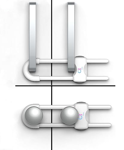 QT BABY Baby Proofing Cabinet Locks | Adjustable U Shaped Baby Safety Latches for Drawers, Fridge, Closet |Modern Baby Proofing Cabinet Lock with Extra Secure Lock Buttons (Pack of 8, White)