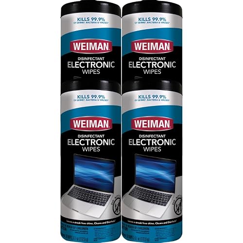 Weiman Electronic Screen Cleaner Wipes - 4 Pack Clean Your Laptop, Computer, TV, and All Electronic Equipment - Electronic Wipes - 30 Count