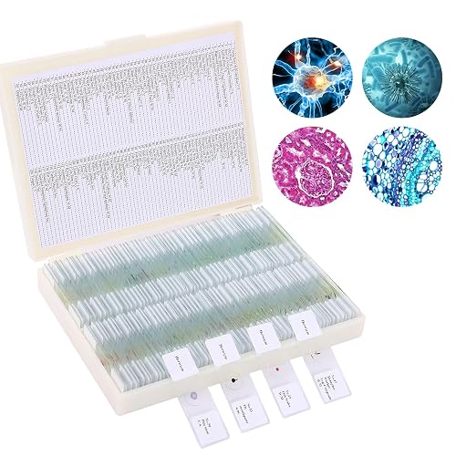 OOZSTAR 120 Microscope Slides with Specimens, Plant, Insect, Animal, Algae Slide Set for Biological Science Laboratory Basic Biological Science Education