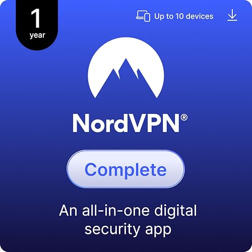 NordVPN Complete, 1 Year, 10 Devices, All-in-One Digital Security, Digital Code