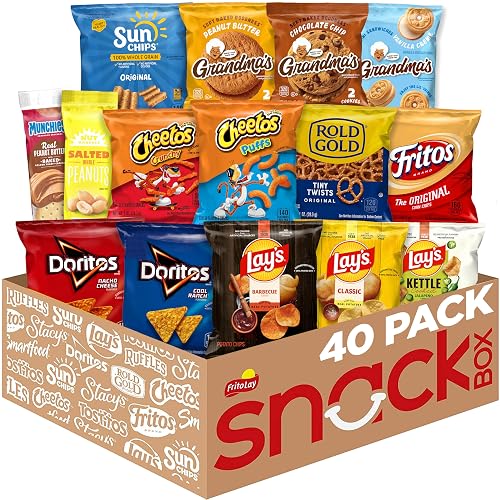 Frito-Lay Ultimate Classic Snacks Package, Variety Assortment of Chips, Cookies, Crackers, & Nuts, 0.56 ounces, (Pack of 40) (Packaging May Vary)