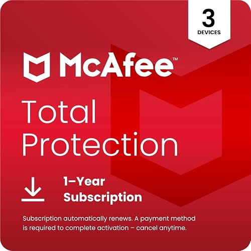 McAfee Total Protection 2026 Antivirus Software for 3 Devices | Auto-Renews | 1-year subscription includes VPN, text, email and video scam protection, identity monitoring and password manager