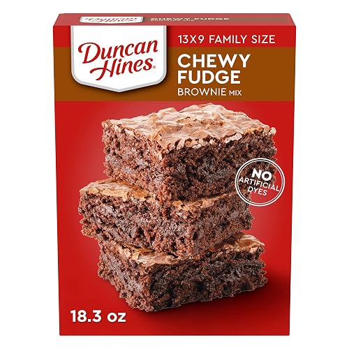 Duncan Hines Brownie Mix, Chewy Fudge, 18.3 oz. | Chewy fudge brownie mix; made with no artificial dyes; great for Halloween baking, party desserts, bake sales, and potlucks