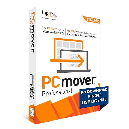 Laplink PCmover Professional - Move your Applications, Files and Settings from an Old PC to a New PC - Data Transfer Software - 1 Use License