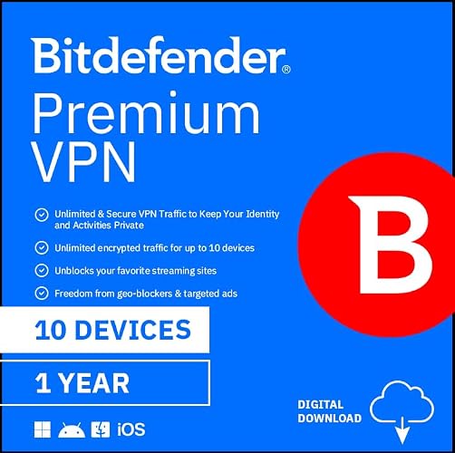 Bitdefender Premium VPN | 10 Device | 1 Year [PC/Mac Online Code]
