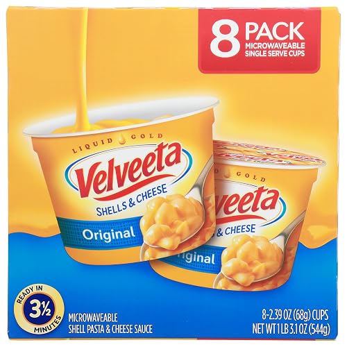Velveeta Shells and Cheese Mac and Cheese Dinner, 8 Cups, Original, 2.39 oz | for Easy Snacks or Dinner Sides MADE WITH REAL CHEESE