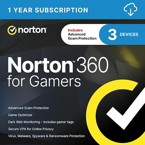 Norton 360 for Gamers 2027 Antivirus, 3 Devices [Download] | Incluedes Scam Protection, Game Optimizer, Gamer Tag Monitoring, VPN & Cloud Backup