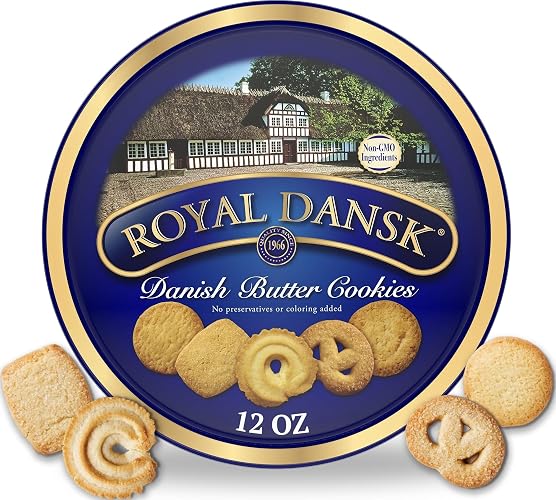 Royal Dansk Butter Cookies, Assorted Snacks Made with Real Butter, 12 Oz | Perfect for coffee or tea, assorted Danish butter cookies made with real butter, in a cookie tin for sharing and hosting