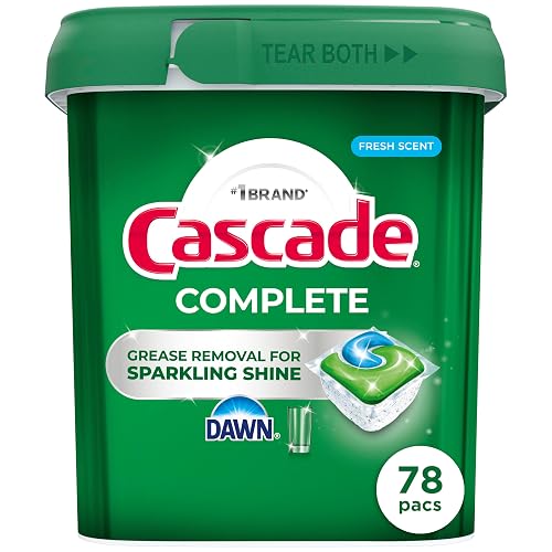 Cascade Complete Dishwasher Pods - Fresh Scent ActionPacs, Dishwasher Detergent, Dishwasher Soap, Detergent Pods, 78 Count