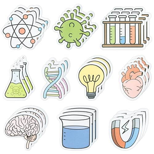ANGOLIO Funny Science Sticky Notes - Back to School Gift 30Pcs Cute Note Pads Test Tube Heart Light Bulb Potion Pattern Essentials Teacher Student Gifts Stationary Sticky Colorful Memo Pad Lab Suppies