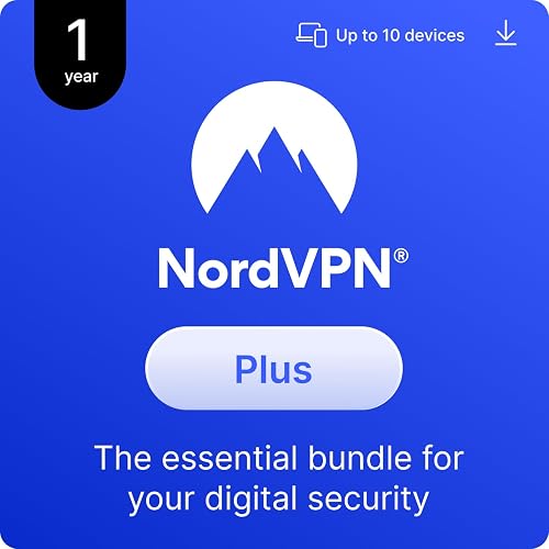 NordVPN Plus, 1 Year, 10 Devices, Essential Digital Security Bundle, Digital Code