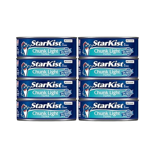 StarKist Pantry Storage Pack, Chunk Light Tuna in Water (5oz Cans, 8-count) | 20g Protein Per Serving, Wild Caught, Gluten Free, Soy Free, Perfect for Salads, Sandwiches