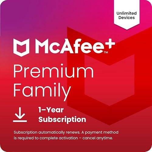McAfee+ Premium Family 2026 Antivirus Software, 10+ Devices | Auto-Renews | 1-year subscription includes VPN, scam protection, identity monitoring, Personal Data Cleanup and password manager