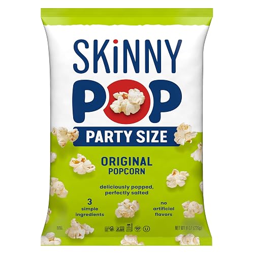 SkinnyPop Popcorn Bag, Original, Party Size Bag, Gluten Free Snacks, 8 oz | Whole Grain Popcorn, Healthy Snacks for Adults, Vegan, Peanut and Tree Nut Free, for Sharing, 8 oz