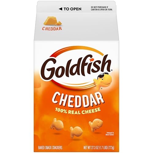Goldfish Cheddar Cheese Crackers, 27.3 Oz Carton | Baked Cheddar Cheese Crackers in a Large Carton for Pantry Stocking, Family Snacking, Movie Nights, Parties and More