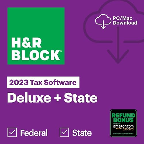 [Old Version] H&R Block Tax Software Deluxe + State 2023 Win [PC Online code]