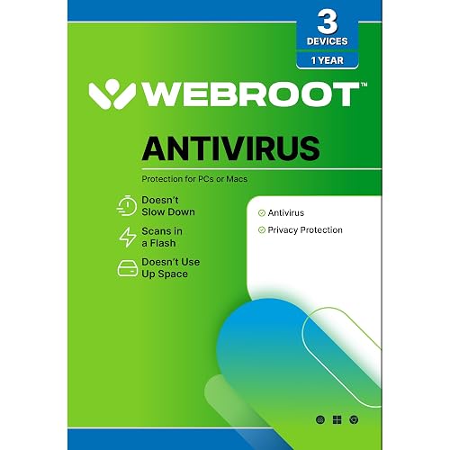 Webroot Antivirus Software 2026 | 3 Device | 1 Year PC/Mac with Keycard