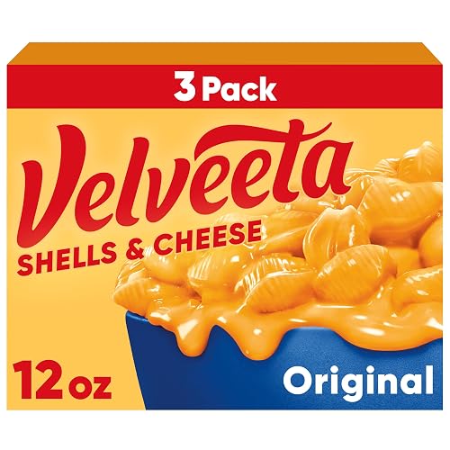 Velveeta Shells and Cheese Mac and Cheese Dinner, 3 Boxes, Original, 12 oz | for Easy Dinner or Dinner Sides Made with Real Cheese Made With Real Cheese
